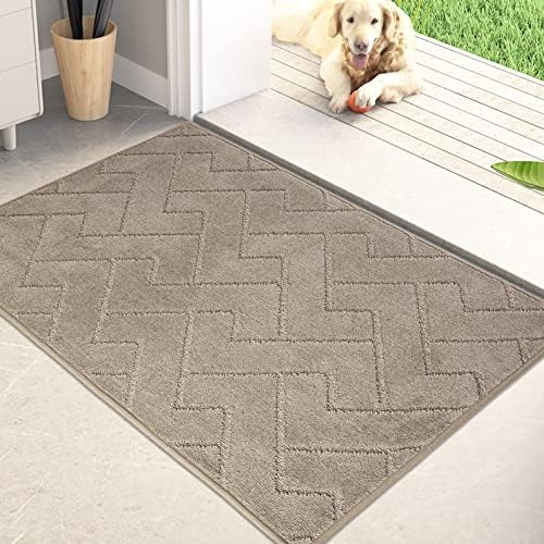 PURRUGS Dirt Trapper Door Mat 20" x 31.5", Non-Slip Machine Washable Entry Rug, Shoes Scraper, Dog Door Mat, Super Absorbent Welcome Mat for Front Door, Back Door, Muddy Wet Shoes and Paws