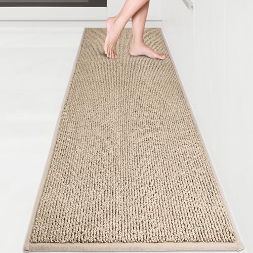 PURRUGS Machine Washable Kitchen Runner Rug 2ft x 7ft, Non-Slip/Skid Hallway Runner Rug, Super Absorbent Soft Area Rug for Hallway, Kitchen & Laundry, Rolled Packaging, Beige