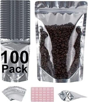 Pack of 100 Mylar Bags Mylar Bags For Food Storage Smellproof Resealable Mylar Bags Self Standable Bags