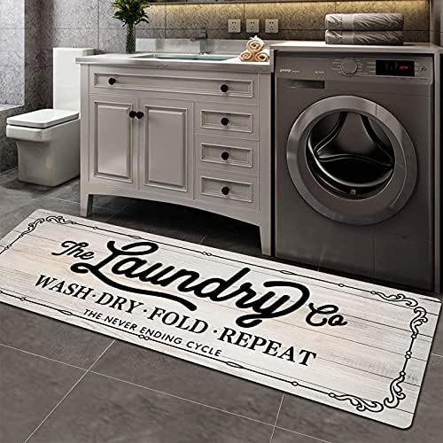 Pauwer Farmhouse Laundry Room Rug Runner 20"X59" Non Slip Laundry Rugs and Mats for Laundry Room Decor Washable Runner Rugs for Kitchen Floor Laundry Room Bathroom Hallway Entryway Area Rugs