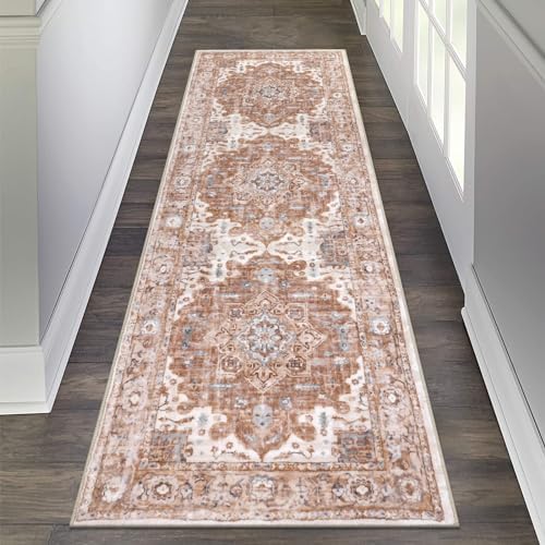 Pauwer Hallway Runner Rug 2'x6', Washable Runner Rugs with Rubber Backing, Vintage Boho Non Slip Carpet Runner for Hallways, Farmhouse Washable Rugs for Kitchen and Bedroom