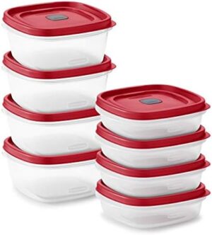 Rubbermaid 16-Piece Food Storage Containers with Lids and Steam Vents, Microwave and Dishwasher Safe, Red