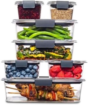 Rubbermaid Brilliance BPA Free Food Storage Containers with Lids, Airtight, for Lunch, Meal Prep, and Leftovers, Set of 7