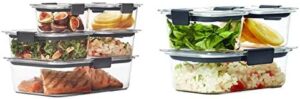 Rubbermaid Brilliance Leak-Proof Food Storage Containers with Airtight Lids, Set of 5 (10 Pieces Total) & Brilliance Leak-Proof Food Storage Containers with Airtight Lids, Set of 3 (6 Pieces Total)