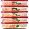 Rubbermaid EasyFindLids Meal Prep Containers, 5.5 Cup, Red