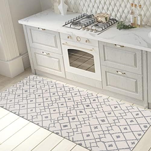 Rugshop Cream Anti Fatigue Mat - 18" x 47" - Modern Boho Trellis Design for Comfortable Standing