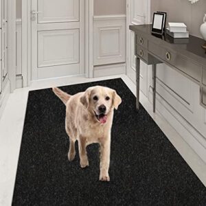 Runner Rug 2FT x 6FT, AYOHA Utility Carpet Runner for Entryway Hallway Aisles Balcony Garages, Area Rugs with Non-Slip Rubber Backing, Black (Available Custom Sizes)