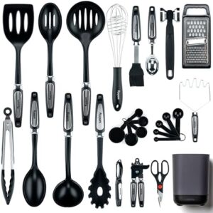 Smirly Silicone Kitchen Utensils Set with Holder: Silicone Cooking Utensils Set for Nonstick Cookware, Kitchen Tools Set, Silicone Utensils for Cooking Set (37 Piece Set)