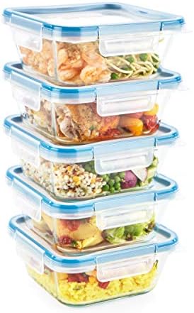 Snapware Piece Total Solution Glass Food Storage Containers Set with Plastic Lids, 10 PC