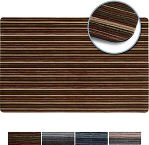 SoHome Smooth Step Striped Machine Washable Low Profile Stain Resistant Non-Slip Versatile Utility Kitchen Mat, Brown/Black, 24"x35"