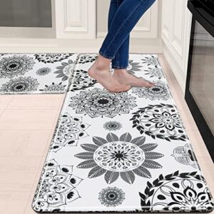 Sofort Kitchen Rugs Cushioned Anti-Fatigue Kitchen Mat, Set of 2 Non Slip Waterproof Kitchen Mats for Floor, Comfort Heavy Duty Standing Mat for Kitchen, Laundry, Sink, Desk, Office