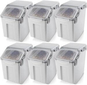 Sunnyray Airtight Food Storage Container Bin Rice Grain Storage Bin with Leak Proof Lid 18 Liter / 33 Lbs Flour Bins Large Pantry Storage Boxes for Kitchen Cereal Snack Cat Dog Food Container (4 Pack)