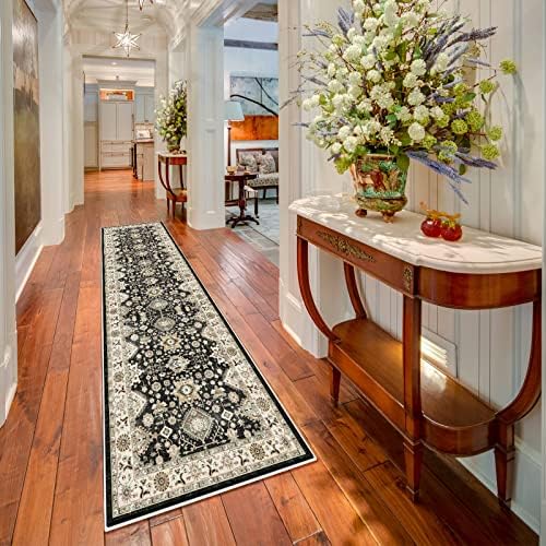 TOPRUUG Washable 2x10 Hallway Non Slip Runner Rugs with Rubber Backing Soft Kitchen Farmhouse Distressed Carpet Runner for Living Room Bedroom Bathroom