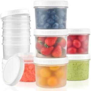 TUZAZO 12 Oz Food Storage Containers with Double-Seal Lids (12-Count) Reusable Small Plastic Soup Containers for Portion and Meal Prep | Microwave-, Freezer-, Dishwasher-Safe | BPA Free