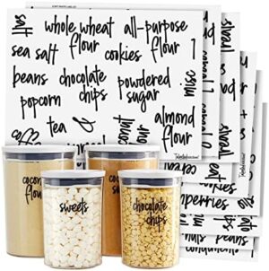 Talented Kitchen 157 Pantry Labels for Food Containers - Preprinted Black Script Kitchen Food Organization Labels for Storage Canisters and Jars (Water Resistant)