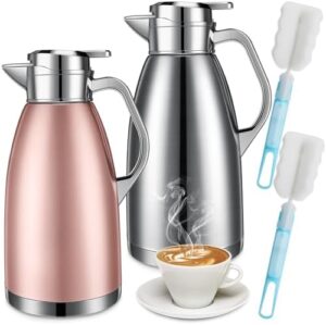 Tioncy 2 Pcs Thermal Coffee Carafe 78 oz Insulated Carafe Thermal Carafe Hot Water Coffee Flask Stainless Steel Thermal Coffee Pot with 2 Brushes for Tea Milk Beverage Keep 12 Hours Hot 24 Hours Cold