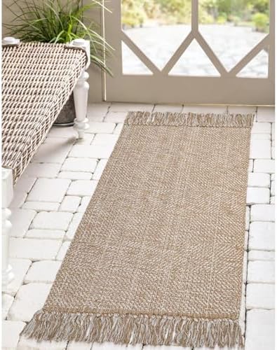 Tiveney Washable Kitchen Runner Rug 2x4, Tan/Cream Hand-Woven Farmhouse Bathroom Runner Rug Indoor Outdoor Entryway Rug Low-Pile Runners for Entryway Sink Front Porch Rug Decor