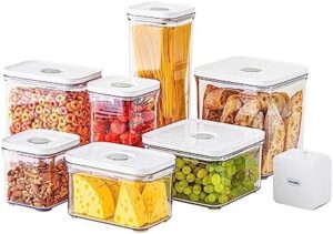 VAKUEN Premium Airtight Food Storage Containers Mega 8P/Set. 7pcs Container and Vacuum Sealer. Smart One-Click Seal Lid, Patented Double Silicone Lining, 100% Leak Proof, BPA-FREE