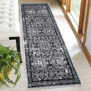 Vaukki Hallway Runner Rug, Vintage Shaggy Soft Laundry Rug , Non Slip Mat, Washable Farmhouse Kitchen Area Carpet for Bathroom, Entryway and Bedroom (2' X 6', Black)