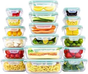 Vtopmart 18Pack Glass Food Storage Containers with Lids, Meal Prep Containers, Airtight Lunch Containers Bento Boxes with Leak Proof Locking Lids for Microwave, Oven, Freezer, Dishwasher