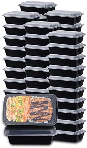 WGCC Meal Prep Containers, 50 Pack Extra-thick Food Storage Containers with Lids, Disposable & Reusable Plastic Bento Lunch Box, BPA Free, Stackable, Microwave/Dishwasher/Freezer Safe (24 oz)