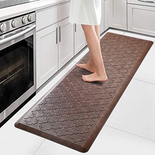 WISELIFE Kitchen Mat Cushioned Anti Fatigue Floor Mat,17.3"x60", Thick Non Slip Waterproof Kitchen Rugs and Mats, Standing Mat for Floor,Home,Office,Desk,Sink, Brown