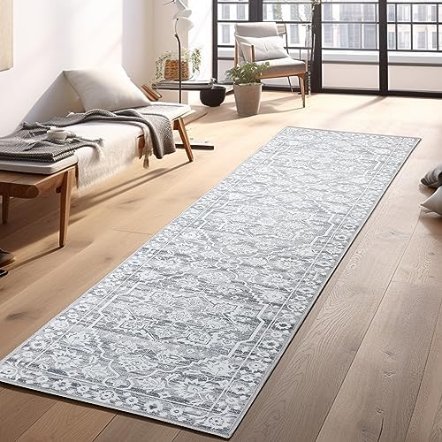 Washable Runner Rug 2'x6'- Boho Runners for Hallway Kitchen Entryway Bedroom Laundry, Non Slip Runner Rugs Rubber Backing, Stain Resistant Vintage Persian Mat, Low Pile Thin Indoor Carpet Runners