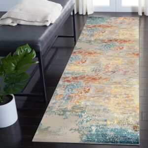 Worxvell 2x6 Rug Runners for Hallways, Modern Abstract Blue Washable Rugs Kitchen Runner Rug Soft Non-Slip Runner Rugs with Rubber Backing, Throw Carpet Runner for Entryway Bedroom Laundry Room