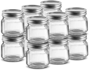 X-Zone Mason Jars 8oz Regular Mouth Glass Jars with Lid & Seal Bands - Airtight Container for Pickling, Canning, Candles, Home Decor, Overnight Oats, Fruit Preserves, Jam or Jelly (6)