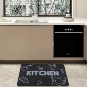 YCTMALL Anti Fatigue Kitchen mat Kitchen mats for Floor Cushioned Kitchen Floor mat Kitchen Rugs Non Slip Washable Quick Drying Soft Kitchen Floor mats Set, in Front of The Sink, Black 16.9x27.5in