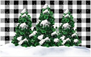 YINMEIJU Christmas Decorative Doormat Xmas Welcome Rug Christmas Tree Red Car Truck Mat Black White Plaid Non-Slip Rubber Backing Doormat Outdoor Indoor Mats (19.7" x 31.5", Black and White)…