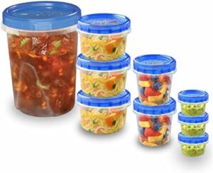 Ziploc Food Storage Meal Prep Containers Reusable for Kitchen Organization, Dishwasher Safe, Soups, Sauces and Sides Pack, 9 Count