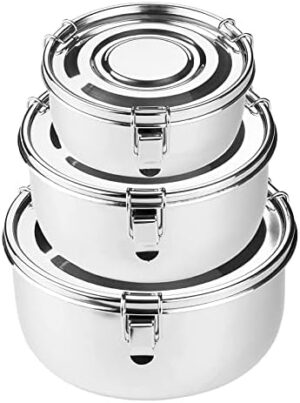 allprettyall Premium Stainless Steel Food Storage Containers 304 Grade The Original Leak-Proof, Airtight, Smell-Proof - Perfect For Camping Trips, Lunches, Leftovers, Soups, Salads