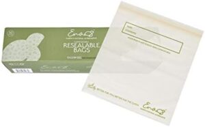 100% Compostable Food Storage Bags [Gallon 50 Pack] Eco-Friendly Freezer Bags, Resealable Bags, Heavy-Duty, Reusable, Off-White by Earth's Natural Alternative