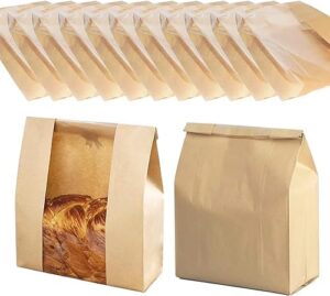 150Pack Bread Bags for Homemade Bread Large Paper Bakery Bag with Window for Baked Food Packaging Storage Large Bread Storage Bags for Sourdough Loaf Cookie (150 pack)