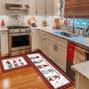 CQCYD 2 Sets Christmas Kitchen Rugs and Mats, Kitchen Floor Mat Christmas, Christmas Decorations for Home Non Slip Backing Winter Holiday Kitchen Rug, Ideal Gift for Christmas