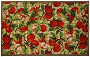 Kashi Home Kitchen Rug, Printed Area Rug, Durable Floor, Door Mat, Farmhouse Non-Slip Carpet Latex Backing Beautiful Design, Picnic Apple 18x30 Rectangle