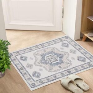 GAOMON Small Area Rug 2x3 Entryway Vintage Washable Rug Non Slip Boho Rug Lightweight Kitchen Rug Non Shedding Indoor Floor Carpet for Bedroom Living Room Decor, Beige