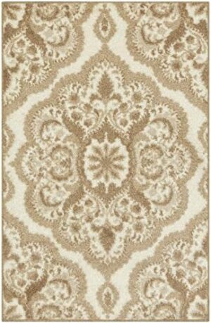 Maples Rugs Vivian Medallion Kitchen Rugs Non Skid Accent Area Carpet [Made in USA], 2'6" x 3'10", Neutral