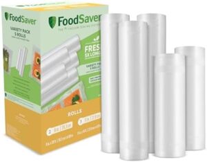 FoodSaver Vacuum Sealer Bags, Rolls for Custom Fit Airtight Food Storage and Sous Vide, 8" (2 Pack) and 11" (3 Pack) Multipack (Packaging May Vary)