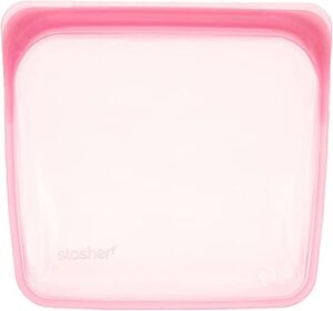 Stasher Reusable Silicone Storage Bag, Food Storage Container, Microwave and Dishwasher Safe, Leak-free, Sandwich, Hibiscus