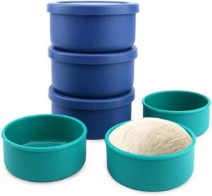 6 Set Pizza Dough Proofing Box,Containers with lids,Silicone Sourdough Starter Container Durable Bread Dough Container,Food Storage Box Container for Home Kitchen400ml,700ml(Blue+Green)