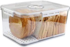 AOROTOE Bread Boxes For Kitchen Counter Airtight Breas Box Large Capacity Bread Bin Bread Storage Container With Lid Bread Keeper Bread Box For Homemade Bread Modern Bakery Loaf White