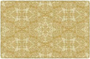 Brumlow Mills Tallie Washable Traditional Neutral Geometric Print Pattern Indoor or Outdoor Area Rug for Living or Dining Room, Bedroom, Kitchen Rugs or Entryway Carpet, 30" x 46", Gold