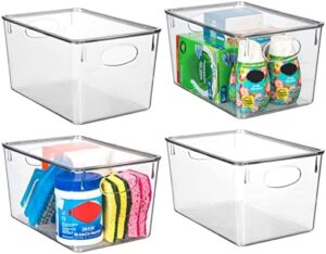 CLEARSPACE Plastic Storage Bins With lids – Perfect Kitchen Organization or Pantry Storage – Fridge Organizer, Pantry Organization and Storage Bins, Cabinet Organizers - 4 Pack