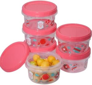 Caylielam 8oz Small Container with Lids, 6 Pack Stackable Food Storage Snack Containers for Kid, Reusable Plastic Lunch Bento Leakproof Sauce Condiment Meal Prep Box, Freezer & Dishwasher Safe, Red