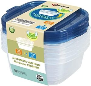 Cozihom Square Refrigerator Storage Containers With Lid, BPA-Free Plastic Meal Prep Storage Box, Reusable, Stackable with Steam Vent, Microwave & Dishwasher Safe, 5.5 Cups/1300ml, Set of 5