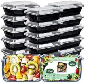 DIBOLASC Meal Prep Containers, 32oz Extra-thick Food Storage Containers with Lids, Reusable Plastic Bento Lunch Box, Disposable Bento Box, BPA Free, Stackable, Microwave/Dishwasher/Freezer Safe