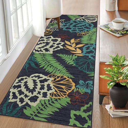 FairOnly Floral Runner Rugs for Hallway 2x8 Washable Non-Slip Kitchen Rug Runner Throw Soft Low-Pile Entryway Runner Rugs, Boho Paisley Print Carpet Runner for Bedroom Laundry Living Room Foyer