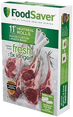 FoodSaver Vacuum Sealer Bags, Rolls for Custom Fit Airtight Food Storage and Sous Vide, 11" x 16' (Pack of 3)